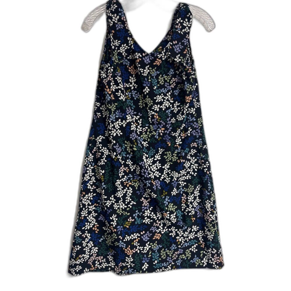 Cabi Cinco Floral Shift Dress S Small Blue Multicolor V Neck Shoulder Bow Summer - Picture 2 of 9